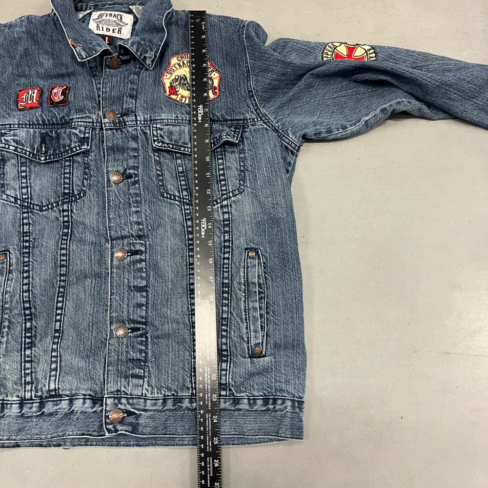 Vintage Y2K Outback Rider Denim Motorcycle Themed Jacket Size L Jean Jacket - Picture 6 of 8